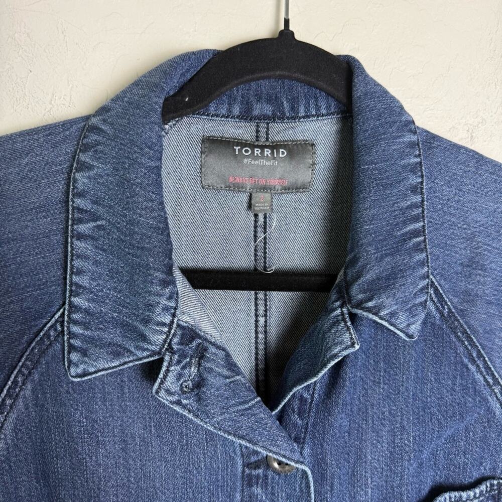 Torrid Tencel Chore Jacket 2X 19712966 Denim Jacket Jean Jacket - Picture 4 of 15